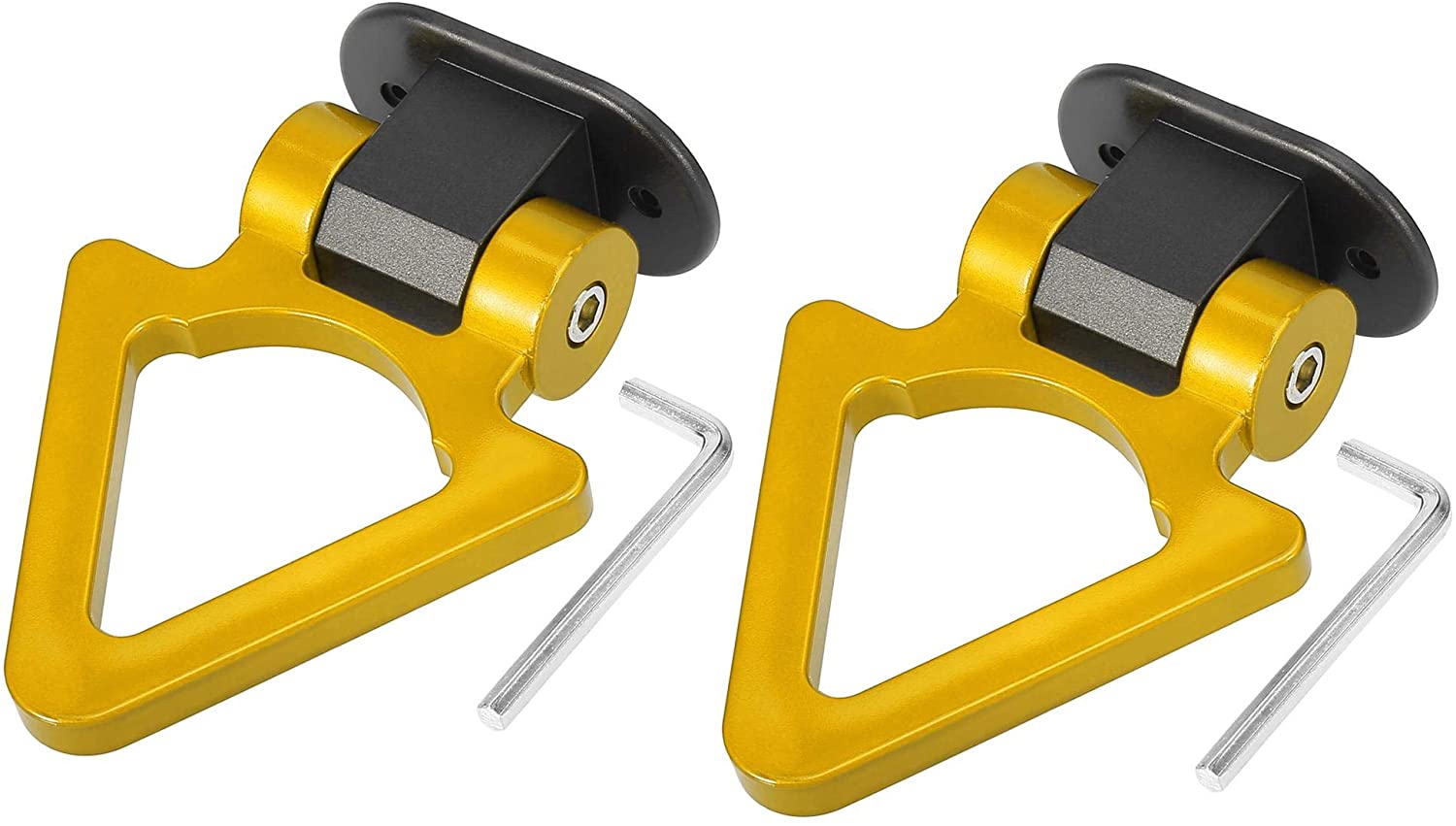 X AUTOHAUX 2 Set Universal Gold Tone Triangle Shaped Car Tow Hook Decor Bumper Trailer Sticker Adorn