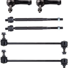 ROADFAR Front Outer Inner Tie Rod Ends and Sway Bar Links Compatible fit 2005 2006 2007 2008 2009 2010 Cobalt HHR G5 Ion Suspension Set of 6