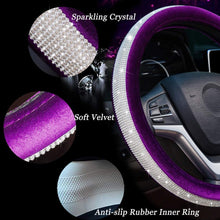 Alusbell Crystal Diamond Steering Wheel Cover Soft Velvet Feel Bling Steering Wheel Cover for Women Universal 15 inch Plush Wheel Cover for Escape Fusion Focus Accord Prius Rav4 Purple