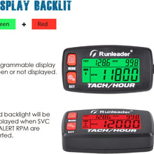 Runleader Hour Meter Tachometer,Maintenance Reminder,Alert RPM,Backlit Display,Initial Hours Setting,Battery Replaceable,Use for ZTR Mower Generator Marine ATV and Gas Powered Device. (Button-Blue)