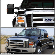 Pair Black Power Heated LED Turn Signal Light Telescoping Side Towing Mirrors Replacement for Ford Super Duty 08-16
