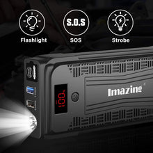 Imazing Portable Car Jump Starter - 2500A Peak 20000mAH (Up to 8L Gas or 8L Diesel Engine) 12V Auto Battery Booster Portable Power Pack with LCD Display Jumper Cables, QC 3.0 and LED Light