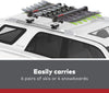Yakima - FreshTrack 4 Ski & Snowboard Mount, Fits Up To 4 Pairs of Skis or 2 Snowboards, Fits Most Roof Racks