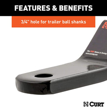 CURT 45503 Class 2 Trailer Hitch Ball Mount, Fits 1-1/4-Inch Receiver, 3,500 lbs, 3/4-Inch Hole, 1-Inch Drop, 3/8-Inch Rise