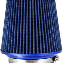 TIROL Air Filter Round Tapered Universal Auto Cold Air Intake Adjustable Neck 3"-3.5"-4" Blue
