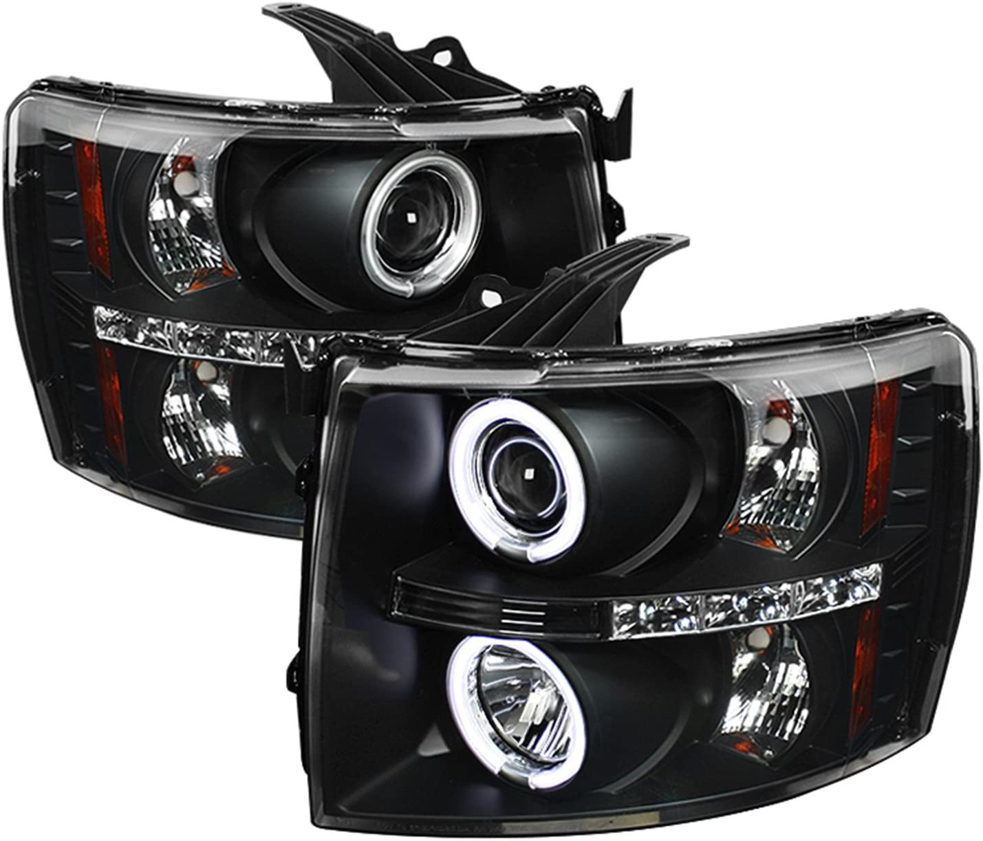 Spyder Auto PRO-YD-CS07-CCFL-BK Chevy Silverado 1500/2500/3500 Black CCFL LED Projector Headlight with Replaceable LEDs
