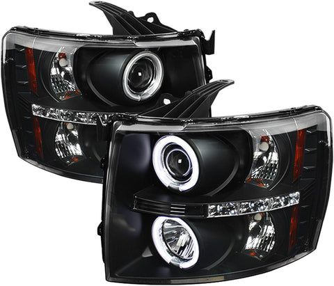Spyder Auto PRO-YD-CS07-CCFL-BK Chevy Silverado 1500/2500/3500 Black CCFL LED Projector Headlight with Replaceable LEDs