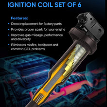 POCYBER Ignition Coils Pack Set of 6 for BMW, Replaces OE# 0221504470 00044 Fits BMW 325i 335i 328i 525i 530i 330i 650i X3 X5 M3 M5 M6 Z3 Z4 Mini Cooper More