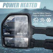 Power Heated LED Turn Signal Tow Mirrors with Puddle Light Replacement for Ford F-150 15-18 (22-Pins), Driver and Passenger Side, Black