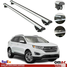 OMAC Roof Racks Lockable Cross Bars Carrier Cargo Racks Rail Aluminium Silver Set 2 Pcs. for Ford Edge 2015-2018