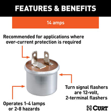 CURT 58310 12-Volt 2-Terminal Turn Signal Flasher, 1-4 Lamps or 2-8 Hazards
