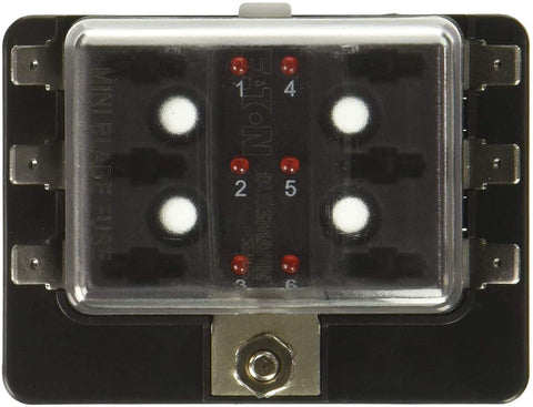 Bussmann FP-ATM-06ID Fuse Panel (6 Pole Automotive ATM with LED Indicators and Clear Cover), 1 Pack