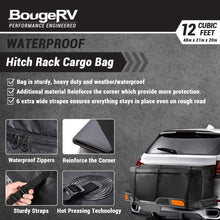 BougeRV Hitch Cargo Carrier Bag Waterproof/Rainproof Hitch Mount Cargo Bag for Car Truck SUV Vans Hitch Trays and Hitch Baskets (48'' L x 20'' W x 22'' H)