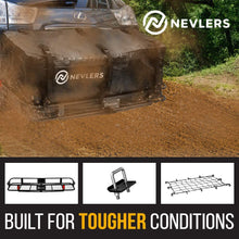Nevlers 60” L x 20” W x 6” H Folding Hitch Mount Cargo Carrier with Net, 2 Blue Ratchet Straps and Bonus Hitch stabilizer - Waterproof - 500 lb Weight Limit - Great Additional Trunk Space