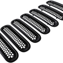 E-cowlboy 7PCS Front Grill Mesh Inserts Clip-in Grille Guard for 2007~2017 Jeep Wrangler JK JKU Unlimited Rubicon Sahara (Matte Black)
