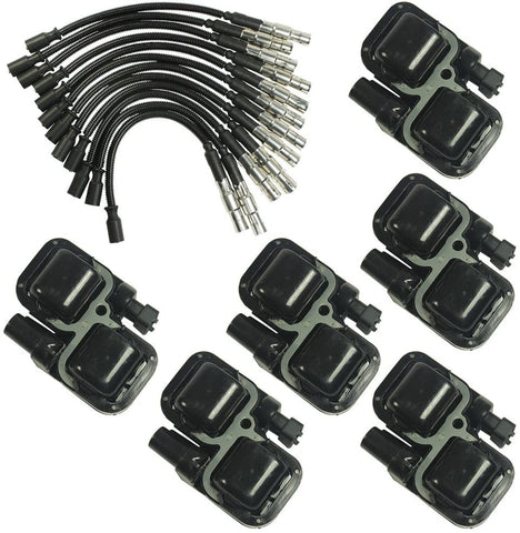 JDMSPEED New Ignition Spark Coils With Plug Wire Sets Replacement For Mercedes-Benz C CL CLK ML Class
