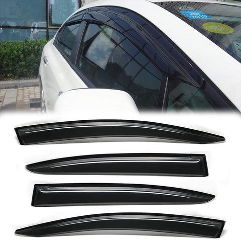 MGPRO New 4pcs Out-Channel/Outside Mount Style For 2006 2007 2008 2009 2010 2011 Honda Civic 4D/4Dr Sedan Dark Smoke Wind Sun Rain Guard Vent Shade Deflector Window Visors