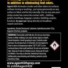 Agent 420-3.5 oz Cannabis Odor Destroying Spray for Eliminating Pot Smoke, Cigarette or Most Unwanted Odors in Your House, Car or Apartment, Freshen Up The “Joint!”