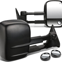 Replacement for Silverado/GMC Sierra Black Powered Heated Glass Manual Extendable Towing Side+Blind Spot Mirror wBezel