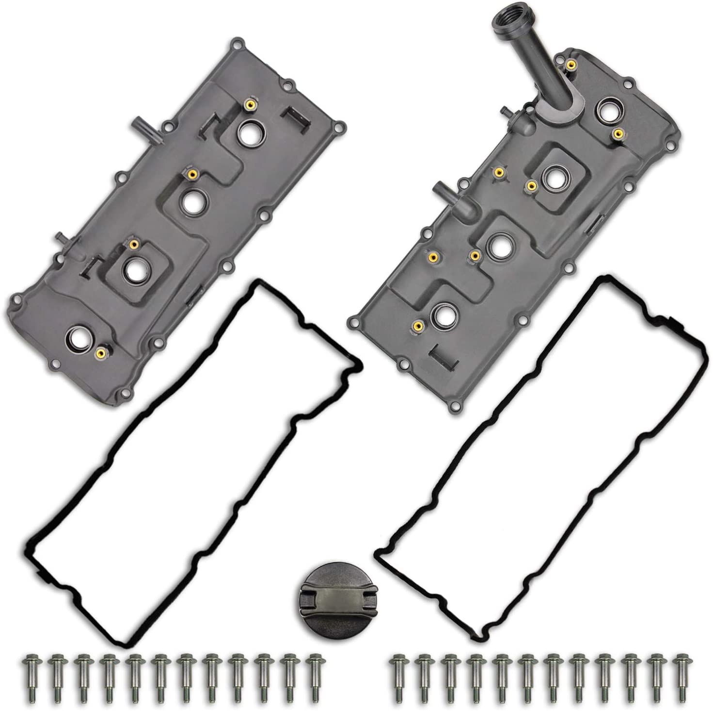 Valve Cover Set with Bolts & Oil Cap & Gaskets & Spark Plug Tube Seals & PCV Valve Compatible with 2004-2016 Nissan Armada NV2500 NV3500 Pathfinder Titan Infiniti QX56 Part# 13264-ZE01A 13264-ZE00A