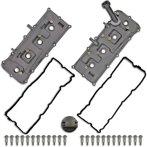 Valve Cover Set with Bolts & Oil Cap & Gaskets & Spark Plug Tube Seals & PCV Valve Compatible with 2004-2016 Nissan Armada NV2500 NV3500 Pathfinder Titan Infiniti QX56 Part# 13264-ZE01A 13264-ZE00A
