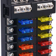 BlueFire 6 Way Blade Fuse Box Fuse Box Holder Standard Circuit Fuse Holder Box Block with LED Light Indication & Protection Cover for Car Boat Marine Trike Car Truck Vehicle SUV Yacht RV