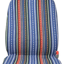 Saddle Blanket Car Seat Covers - Full Set 9pc Front & Rear Protection for Vehicle Van SUV Car - Auto Striped Heavy Duty Woven Material (Tribal Woven Blue)