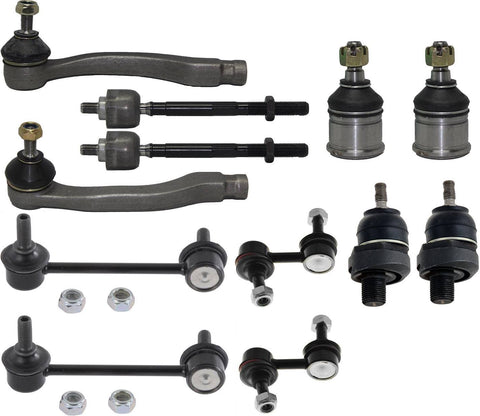 PartsW 12 Pcs Front & Rear Sway Bar Stabilizer Links + Front Inner & Outer Tie Rod Ends + Front Upper & Lower Ball Joint