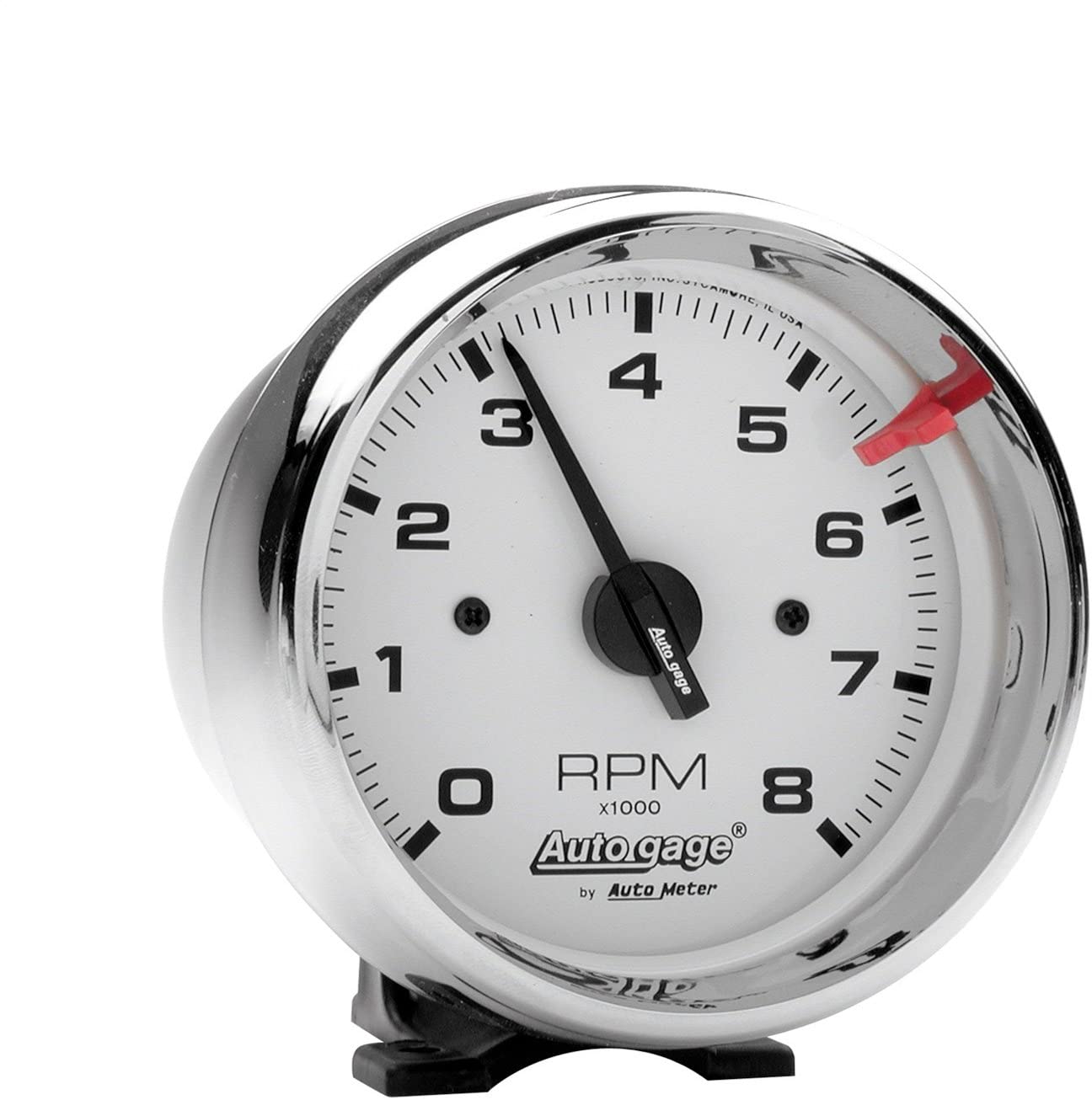 AUTO METER 2304 Autogage White Face Tachometer,3.750 in.