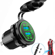 YONHAN Quick Charge 3.0 Dual USB Car Charger with Switch, Waterproof 36W 12V USB Outlet Fast Charger Power Outlet for Marine Boat Motorcycle Truck Golf Cart and More Red