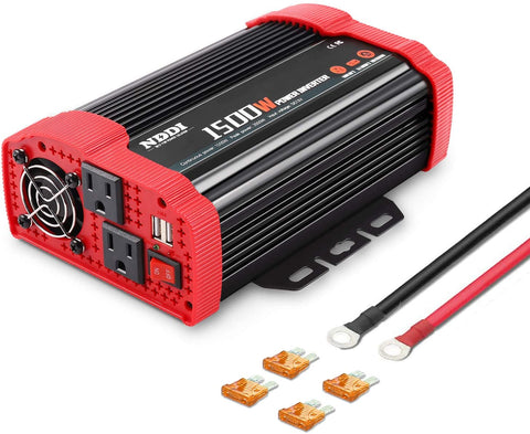 NDDI 1000W Car Power Inverter 12V DC to 110V AC Converter with Dual AC Outlets and 3.1A Quick Charging USB Port Car Adapter