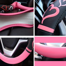 Didida Steering Wheel Covers for Women Men Couple New 3D Heart Embossing Love Cartoon Microfiber Leather Universal 15 Inch (Pink)