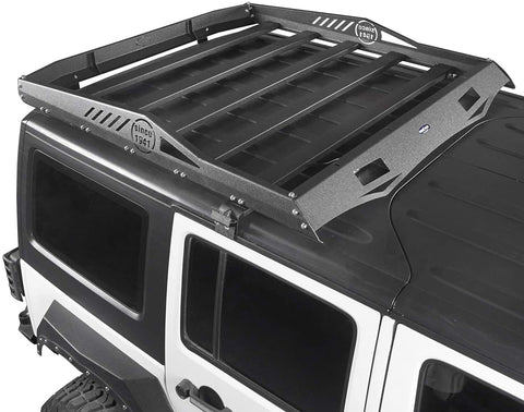Hooke Road Hard Top Cargo Basket Roof Rack Luggage Carrier Compatible with Jeep Wrangler JK Unlimited 4 Door 2007-2018