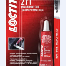 Loctite 492142 Threadlocker 271 High Strength Bottle, Red, 36-ml