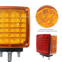 2x Truck Trailer Pedestal Stop Turn Tail Light - Amber/Red 39 Square LED Fender Stud Mount Double Face Light for Peterbilt Freightliner Kenworth Mack Western Star (39 LED Double Face Light)