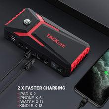 TACKLIFE T8 800A Peak 18000mAh Car Jump Starter with LCD Display (up to 7.0L Gas, 5.5L Diesel Engine), 12V Auto Battery Booster with Smart Jumper Cable, Quick Charging