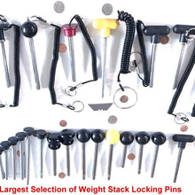 Pin, Tensile - 3/8" Diameter | 3-3/4" Locking Space || Round Black Plastic T Knob | Universal Weight Stack Replacement SELECTOR Key -| Detent Hitch PINS || Chrome Plated Steel Shaft | by SBD