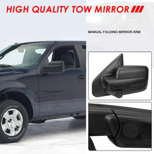 Left Driver Side Black Textured Manual Adjustment Folding Rear View Towing Mirror Replacement for Ford F-150 04-14