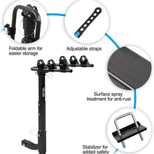 TUFFIOM 3-Bike Hitch Mount Rack with Stabilizer, Bicycle Carrier Holder for Car Truck SUV Minivan with 2Inch Hitch Receiver, Adjustable Mounting Saddles & Rubber Straps, Black