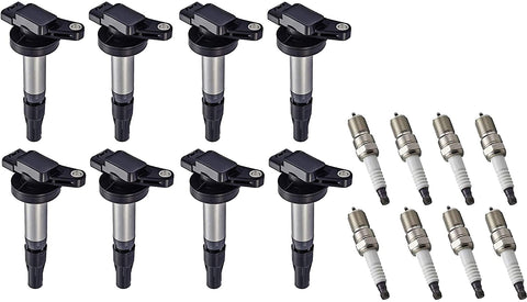 ENA Ignition Coil and Spark Plug Set of 8 Compatible with 2006-2009 Range Rover V8 4.2L 4.4L 2003-2008 Jaguar S Type V8 4.2L UF519