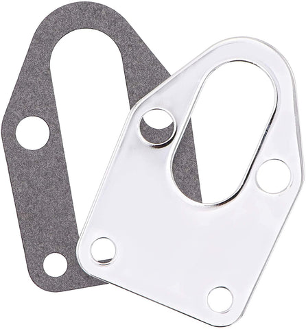 Taigoehua SBC CHROME FUEL PUMP MOUNTING PLATE WITH GASKET 283 305 327 350 383 400 SB CHEVY