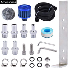 SPEEDWOW Aluminum Oil Catch Can Tank Filter Baffled With Breather Filter And Hose Kit Universal (Blue)