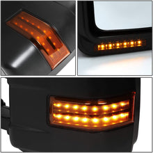 Pair Black Power Heated Amber LED Turn Signal Telescoping Side Towing Mirror Replacement for Ford Super Duty 08-16