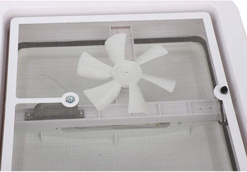 ANGLEWIDE White RV-White-Pwr VK100M 1 Pack Compatible with RV Trailer, Camper Roof Vent Lid Cover fit 14 x 14 Universal Vent Cover Ventilation Parts