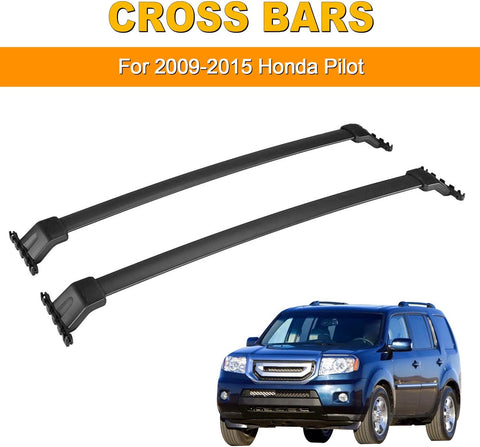AUXMART Roof Rack Cross Bars Fit for 2009 2010 2011 2012 2013 2014 2015 Honda Pilot, Black Rooftop Luggage Rack Rail Replacement,Aluminum Cargo Carrier Bars
