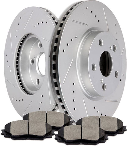 cciyu Front Premium Brake Rotors + Ceramic Brake Pads fit for 2009-2010 for Pontiac Vibe, 2008-2014 for Scion xD, 2009-2019 for Toyota Corolla, 2009-2013 for Toyota Matrix