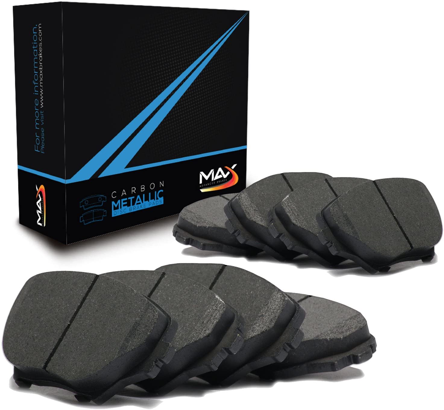 Max Brakes Front & Rear Carbon Metallic Performance Disc Brake Pads TA104653 | Fits: 2014 14 2015 15 Honda Civic EX/EX-L Models