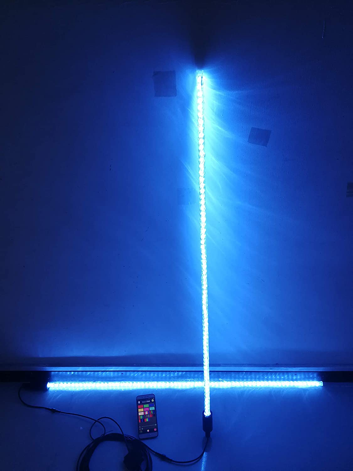 4ft Brightest RGB LED Whip Lights in Spiral Tube Blue-tooth App Control 2 Pieces