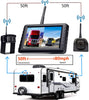Wireless Backup Camera System with Rear & Side View Camera,720P Reverse Backup Camera Kit with 5” Monitor Support Split Screen, Waterproof IP69K,for RV Trailer,5th Wheels,Tractor,Forklift
