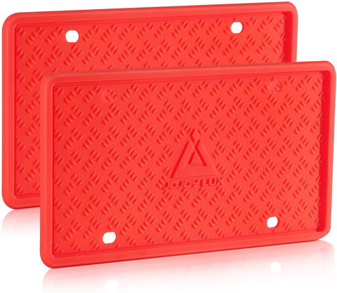 JOJOY LUX 2 Pack Silicone License Plate Frame, License Plate Holder, Universal American Auto Black License Plate Frame Rust-Proof, Rattle-Proof, Weather-Proof (Gray)